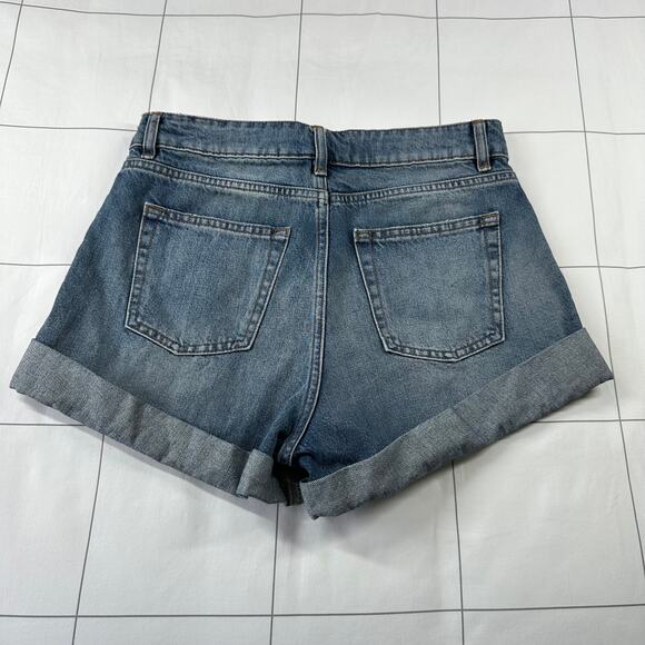IRO Shorts Womens 27 Blue Denim Aware Cuffed Casual Medium Wash Jean Cotton - Picture 2 of 10
